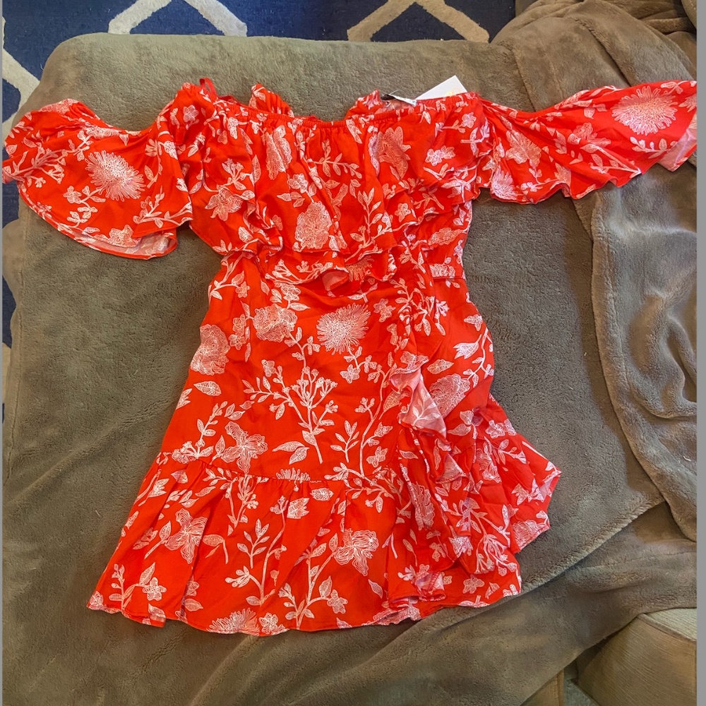 Red floral dress